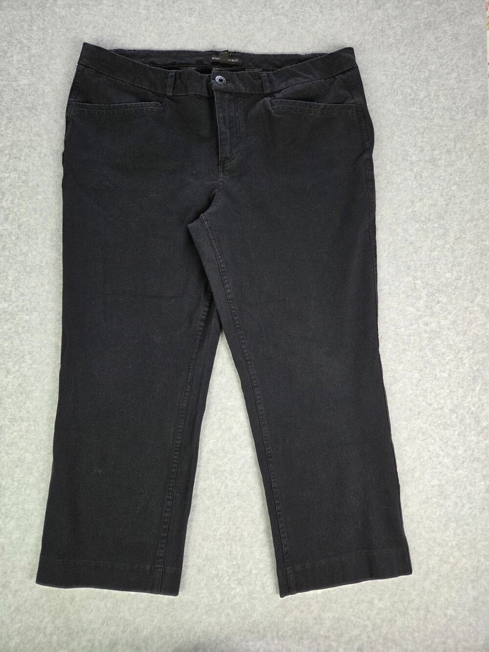 Banana Republic Isola Slim Straight Cropped Pants Black Stretch Size 14 NLC2022C